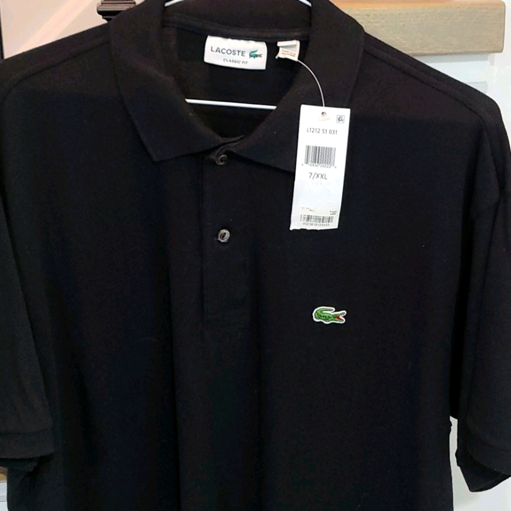 NWT Lacoste polo- black- sz 7 XXL